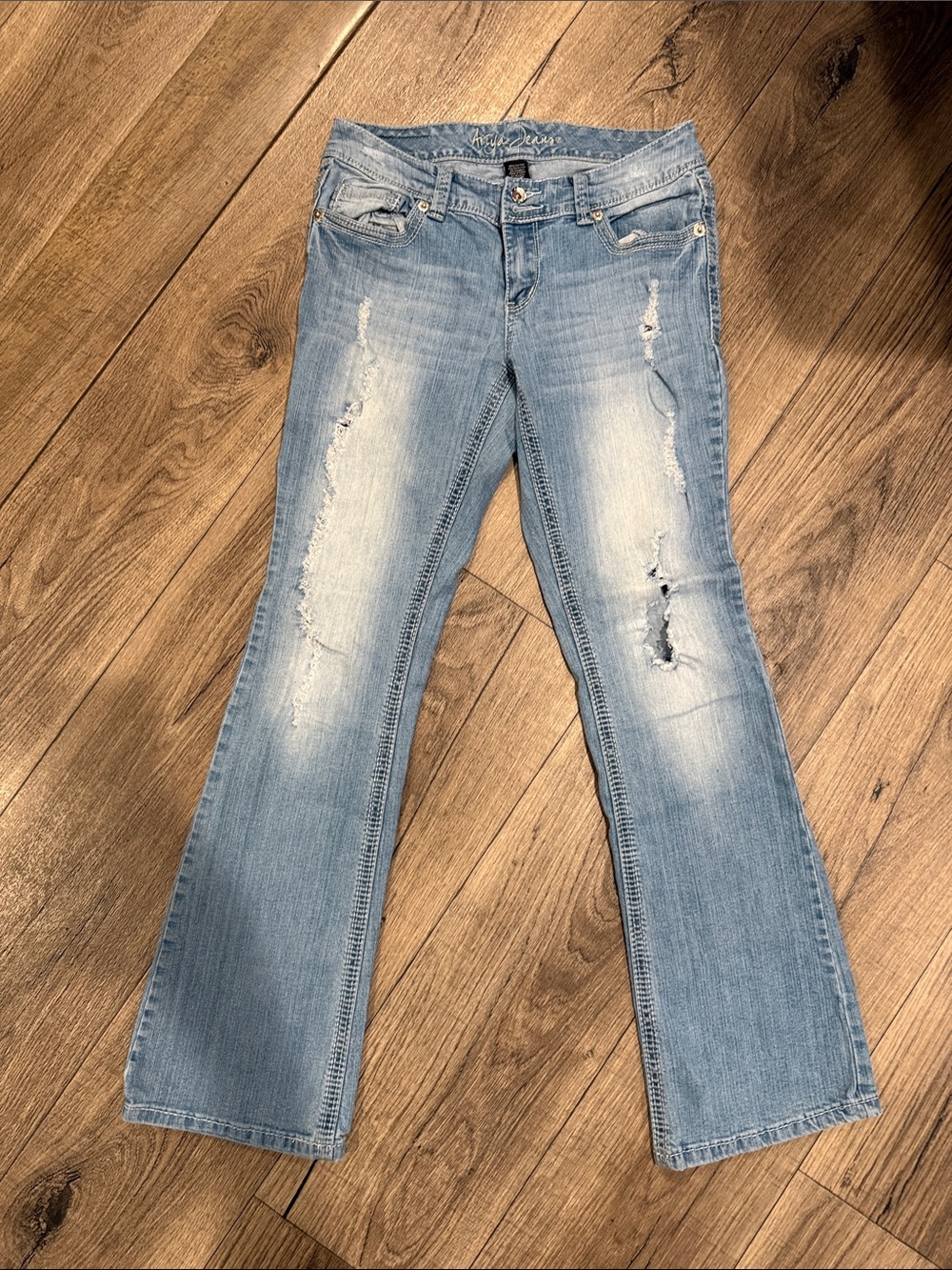 Ariya Light Blue Distressed Bootcut Jeans